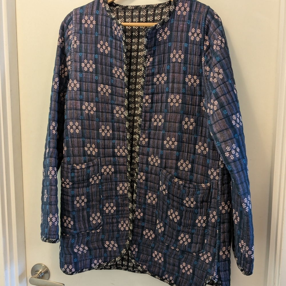 Ace & Jig Blue and White Patterned Puffer Jacket